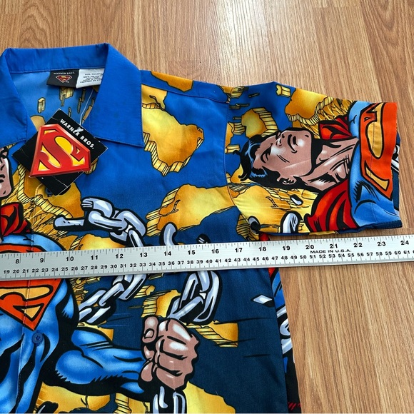 Superman Boy’s Shirt Large 14-16 All Over Print Short Sleeve Button Up - Picture 4 of 6